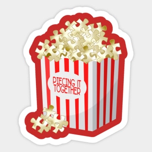 Popcorn & Puzzle Pieces (Angle View) Sticker